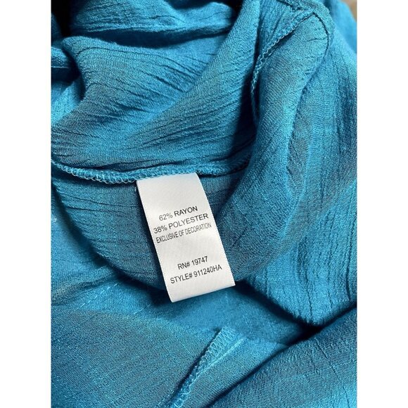 Counterparts Blue Knit Lace Trim Blouse 3/4 Sleeve Elastic Cuff Size M - Picture 10 of 12